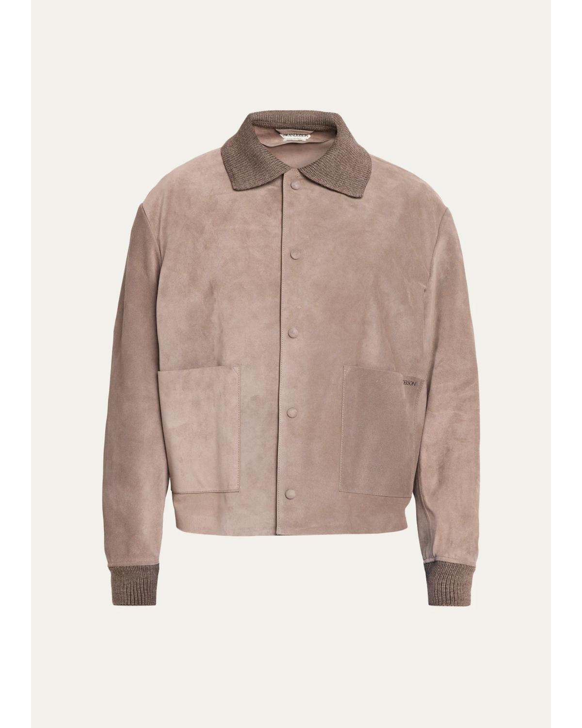 Men'S Suede Knit-Trim Blouson