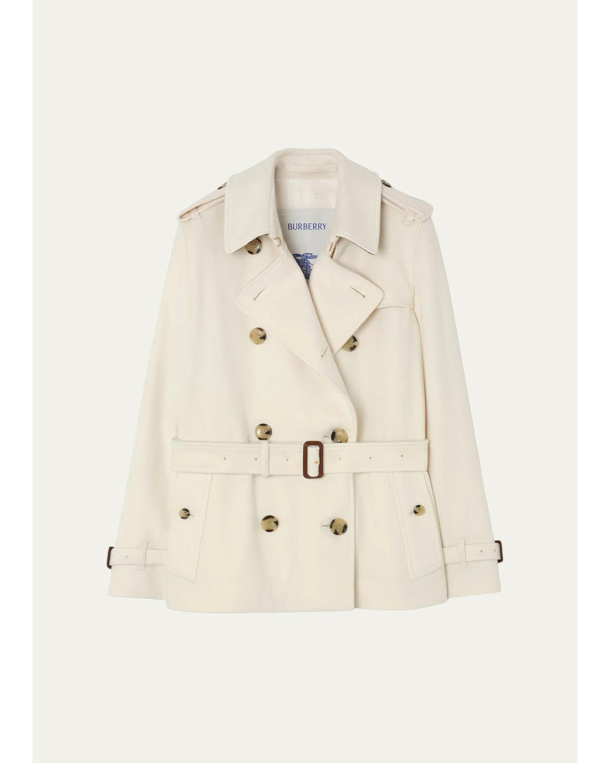 Kensington Belted Cashmere Short Trench Jacket