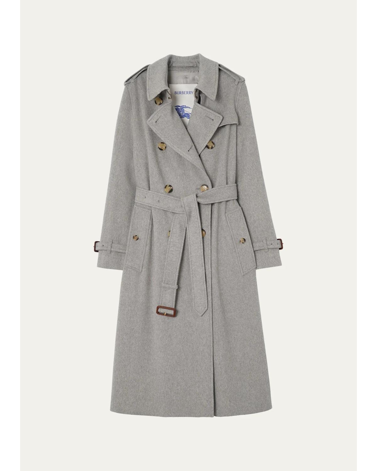 Kensington Cashmere Double-Breasted Belted Trench Coat