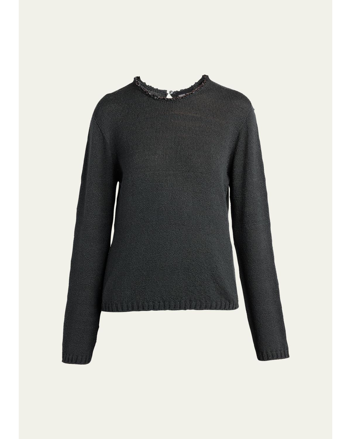 Sequin-Trim Sweater