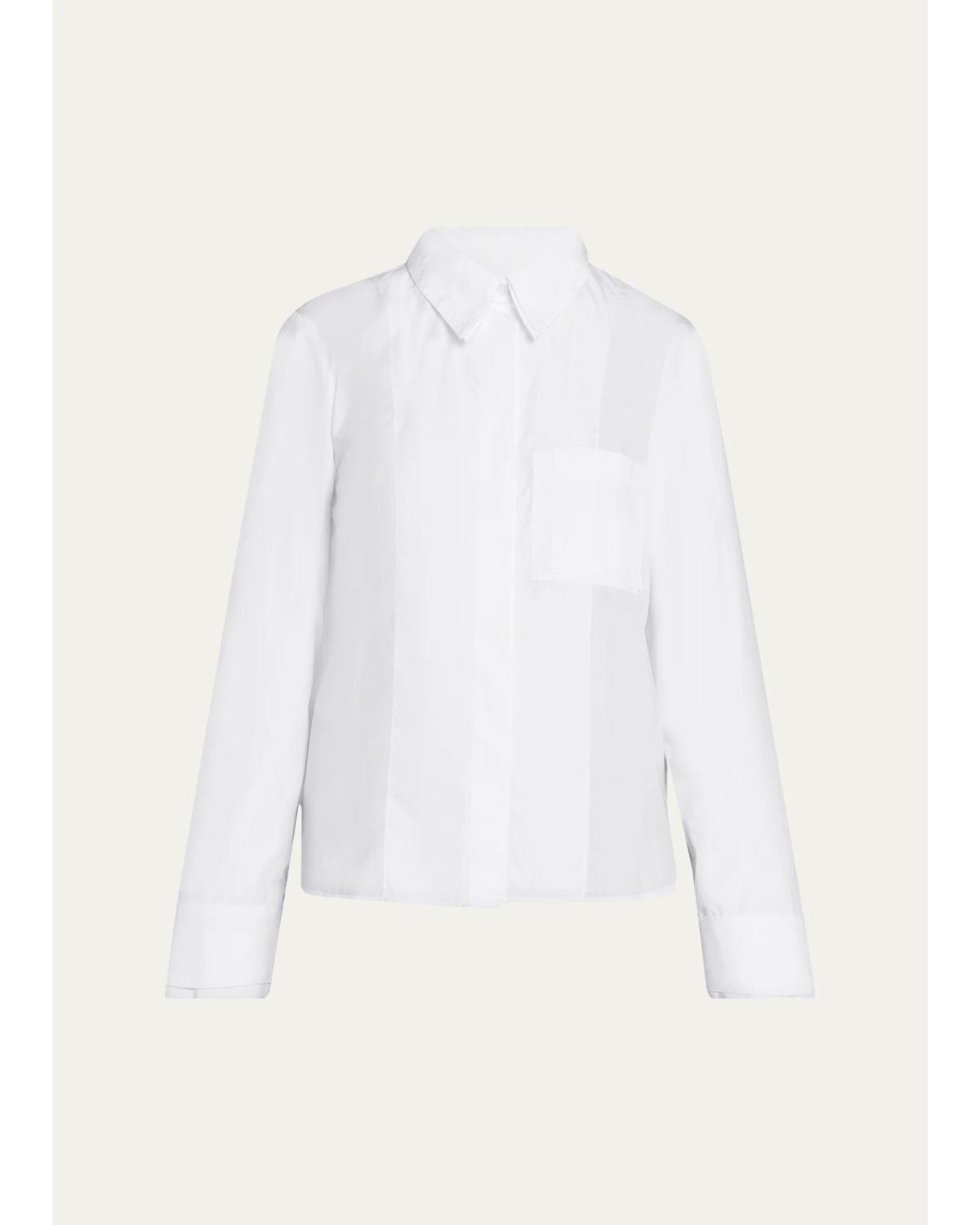 Twp Double-layer Boyfriend Shirt In Superfine Cotton Shirting In White