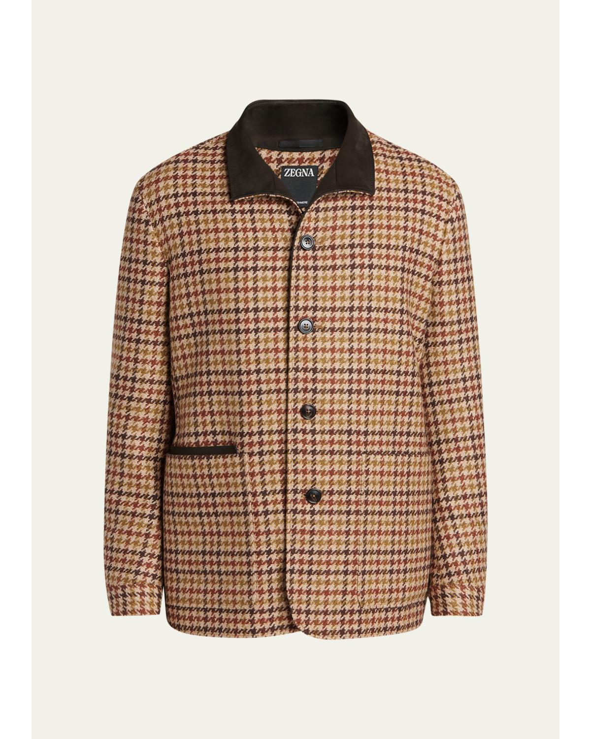 Men'S Cashmere Houndstooth Shirt Jacket