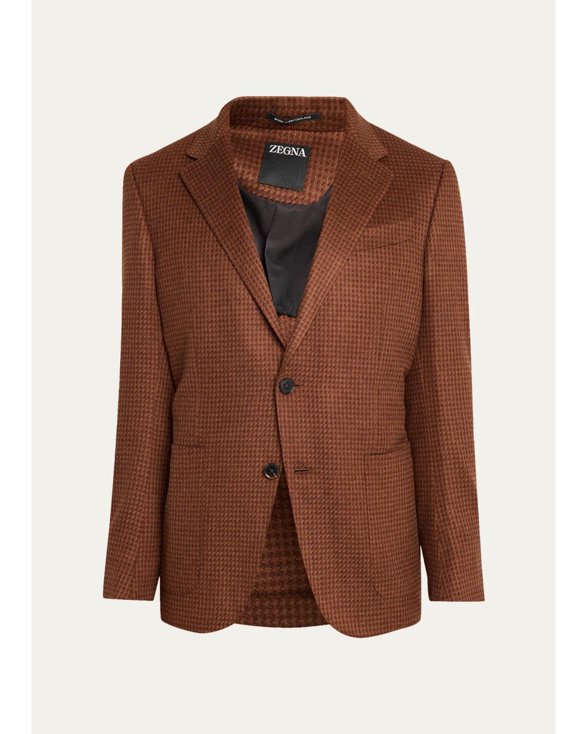 Men'S Cashmere-Silk Houndstooth Single-Breasted Sport Coat