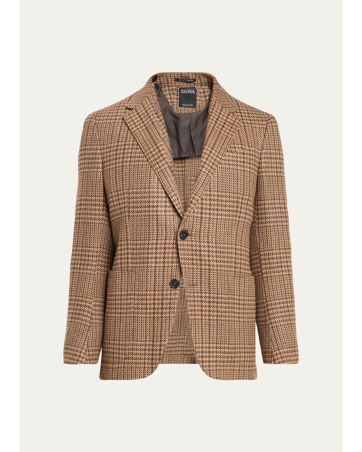 Men'S Cashmere Glen Plaid Single-Breasted Sport Coat