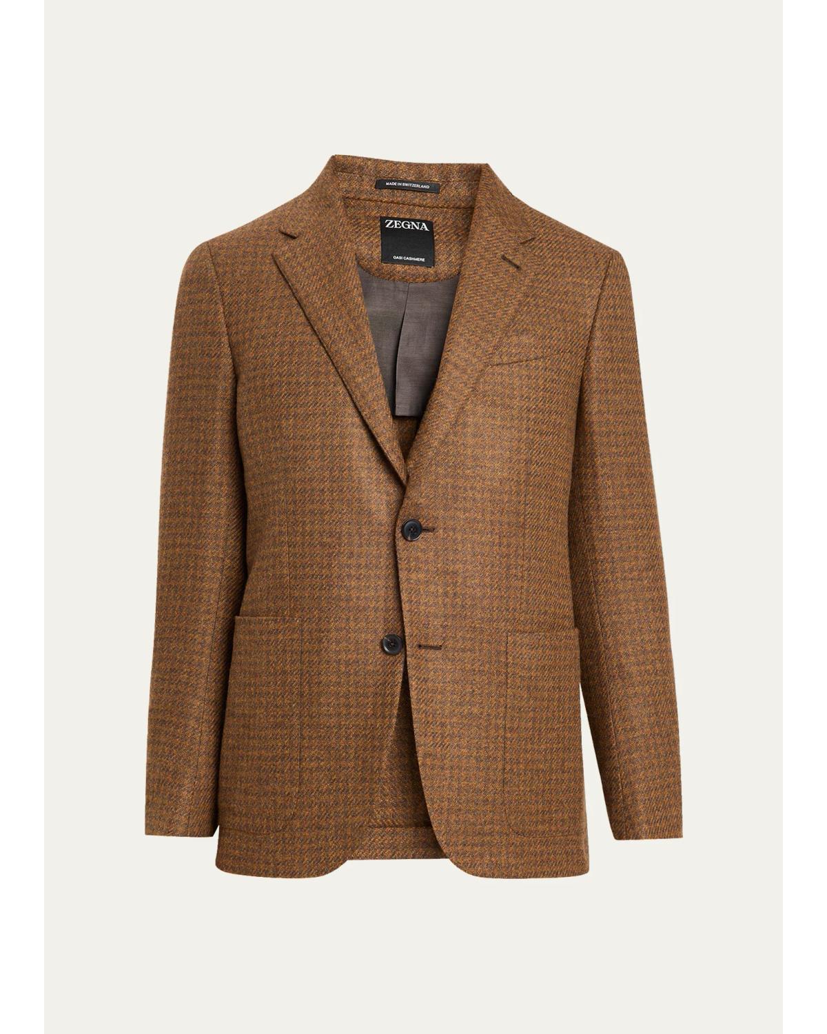 Men'S Cashmere Tonal Houndstooth Single-Breasted Sport Coat