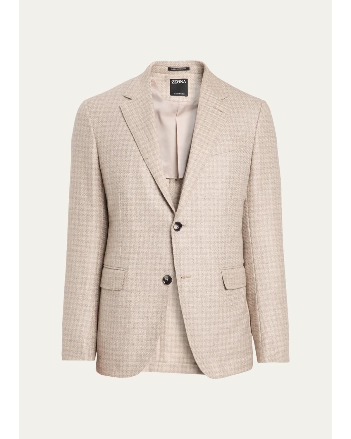 Men'S Cashmere Tonal Houndstooth Single-Breasted Sport Coat