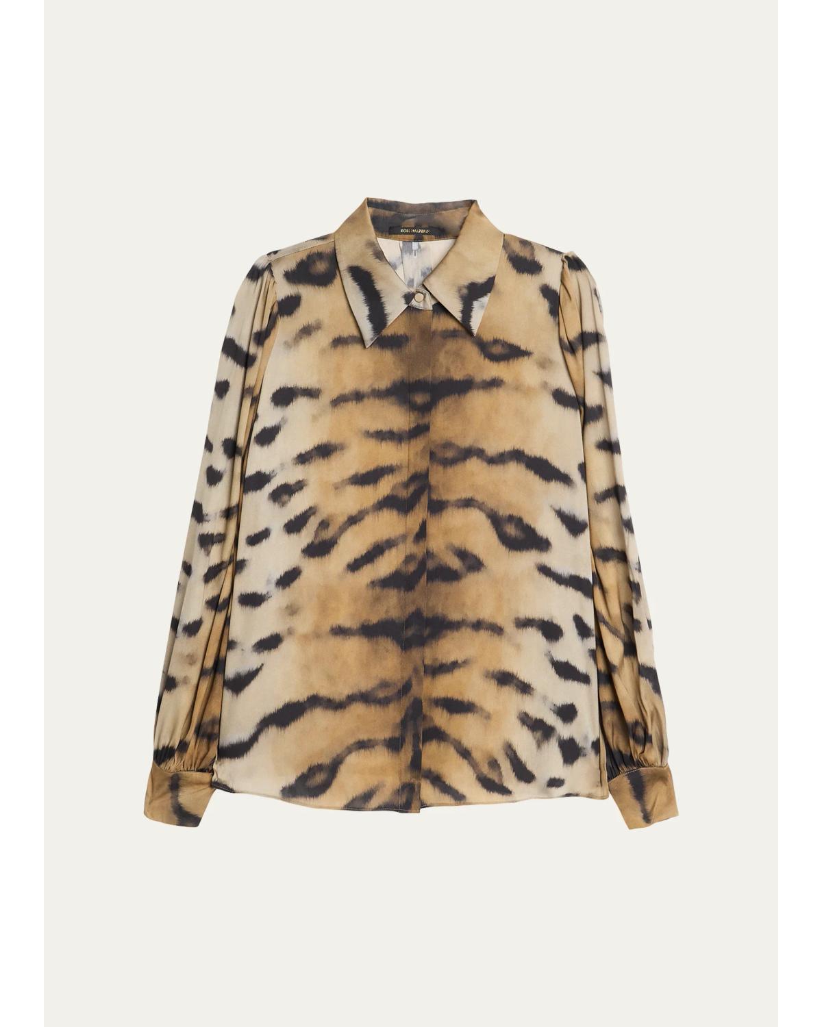 Davis Animal-Print Silk-Blend Blouse