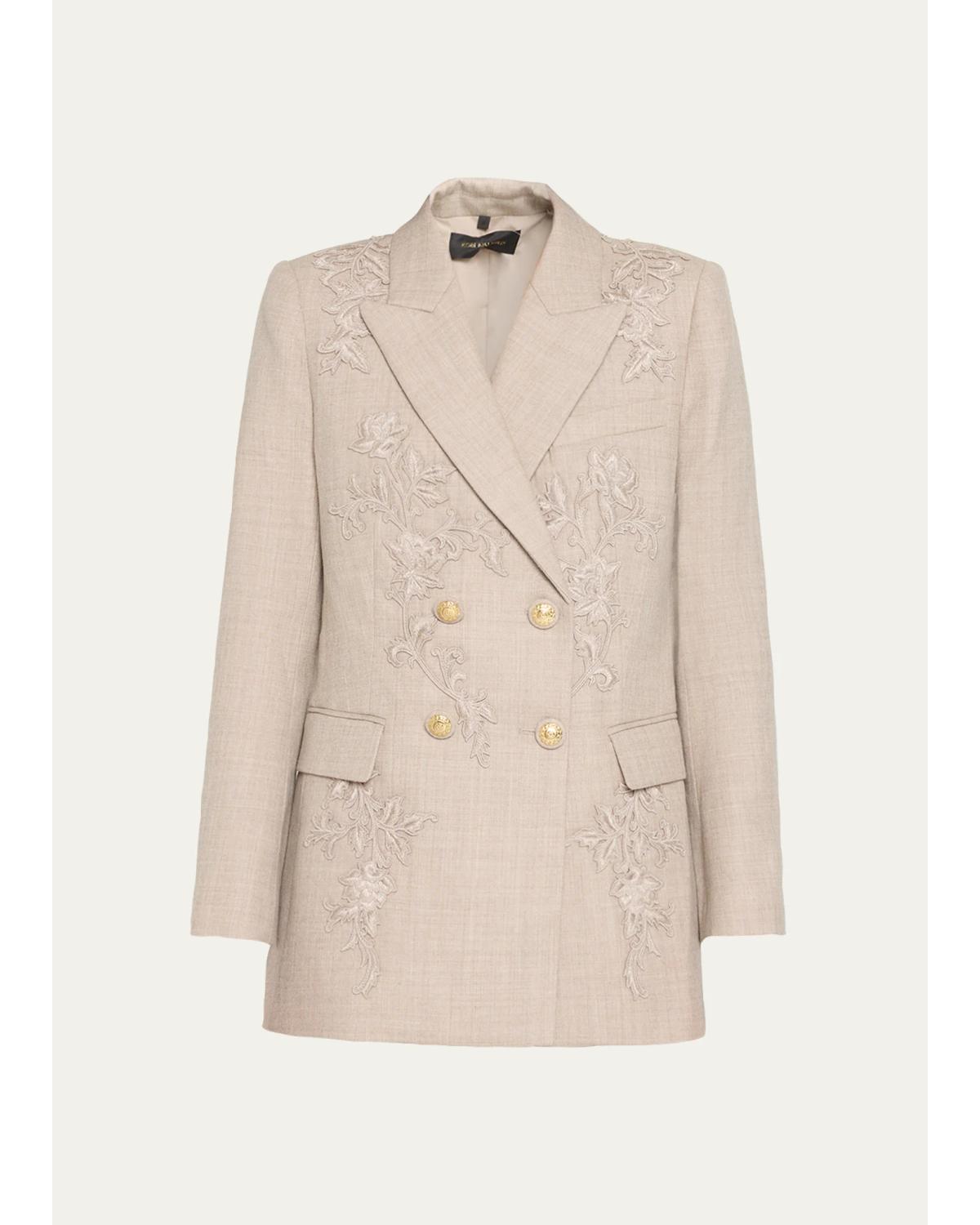 Violet Floral-Embroidered Jacket