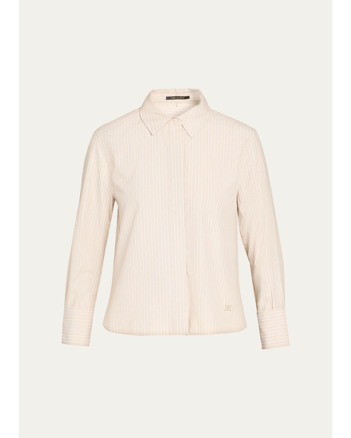 Alexie Striped Button-Front Blouse