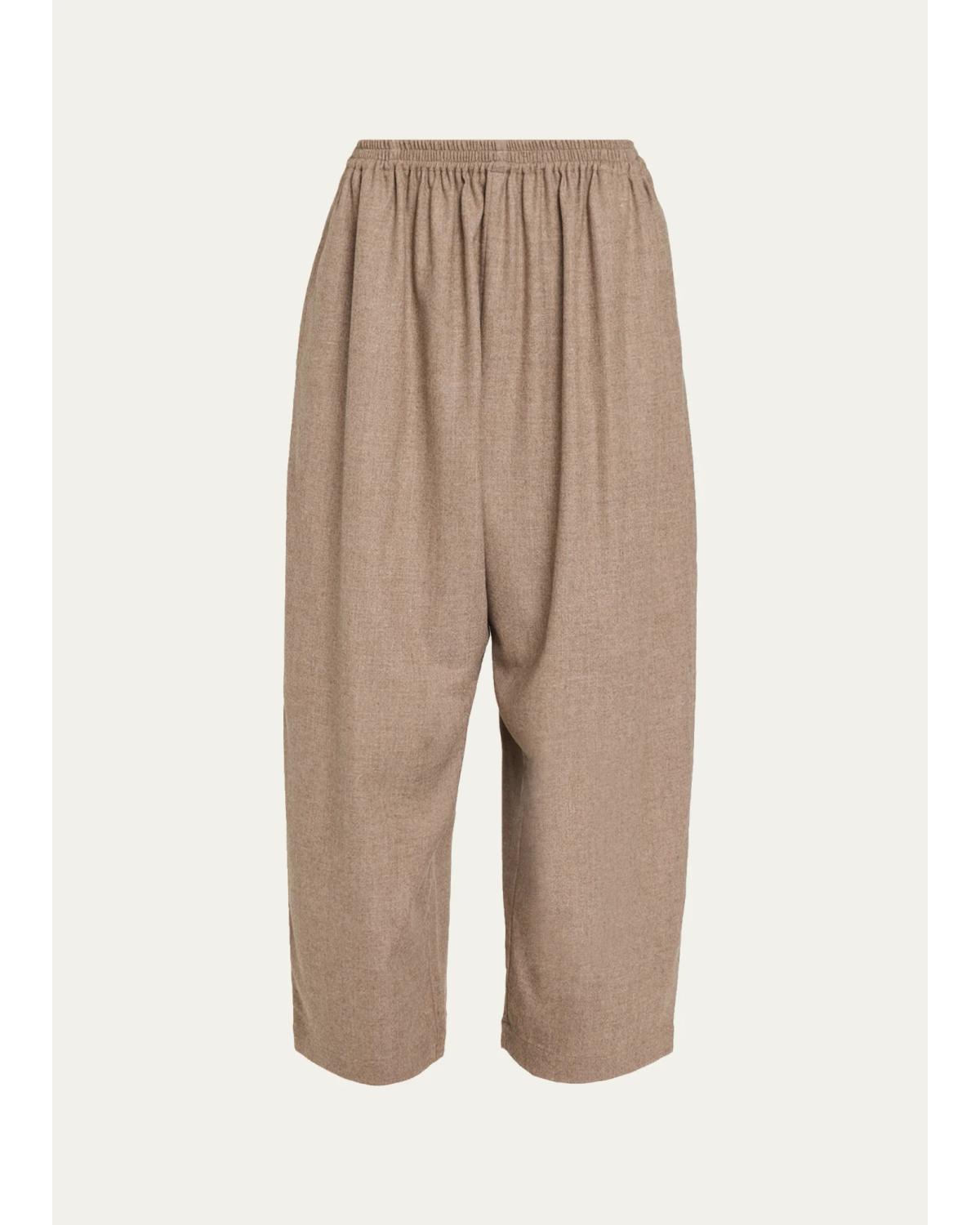 Eskandar Wool Flannel Japanese Trousers In Black