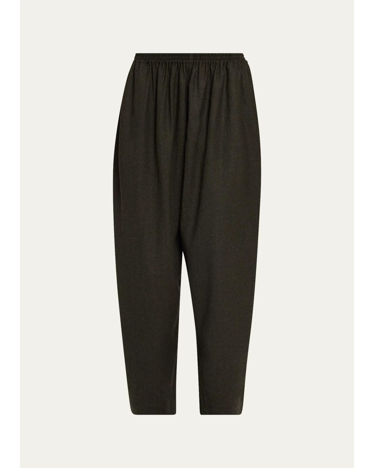 Eskandar Wool Flannel Japanese Trousers In Black