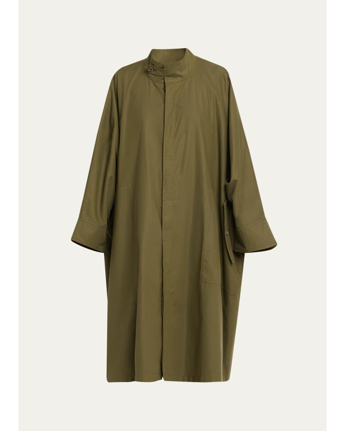 Extra Wide Sloped Shoulder Raincoat With Tabs - 3/4 Length