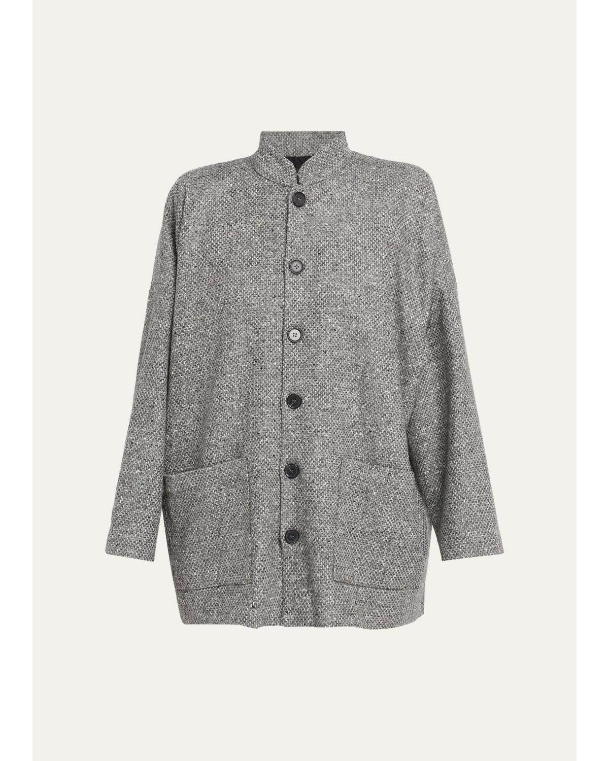 Wool Mandarin Coat - Long Length