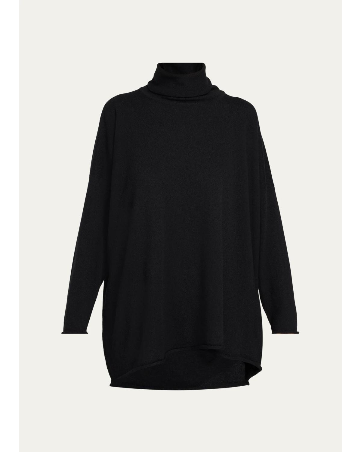 Cashmere A-Line Scrunch Neck Sweater
