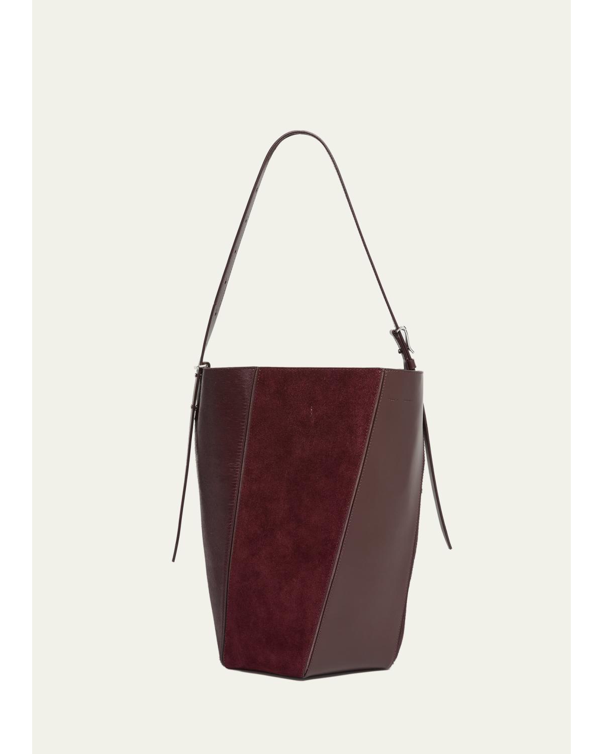 Proenza Schouler Hex Leather & Calf Hair Bucket Bag In Bordeaux