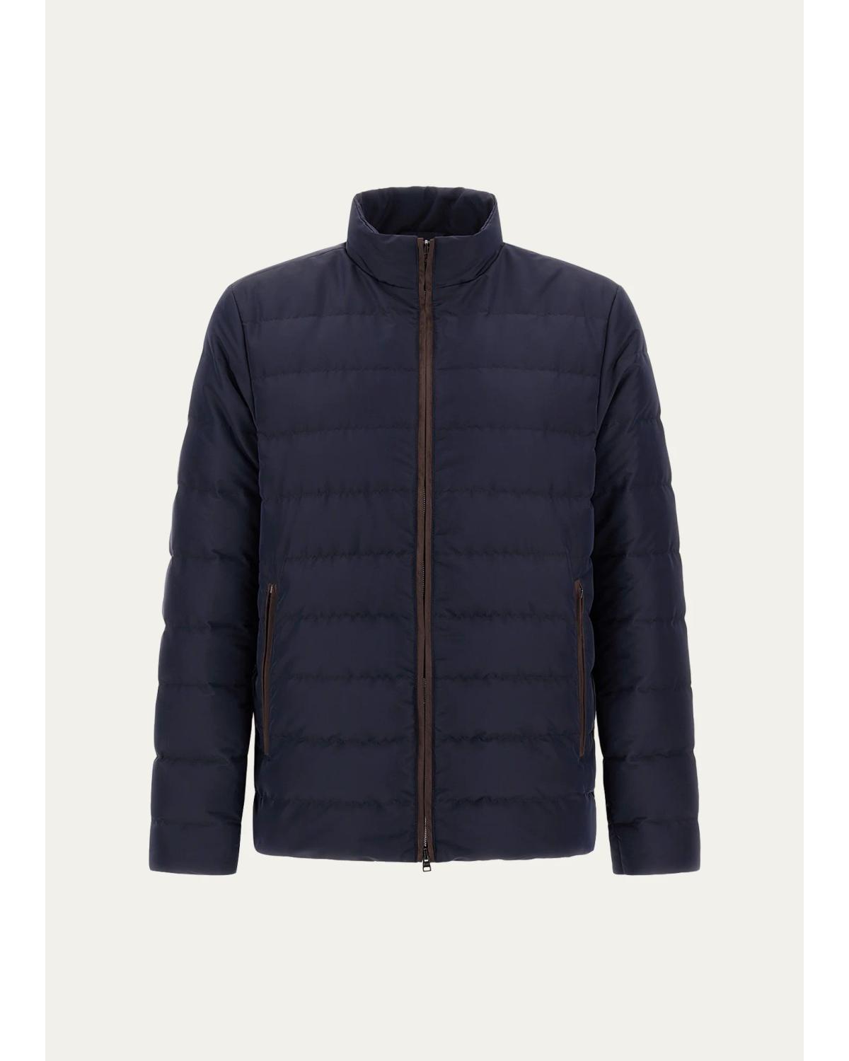 Men'S Suede-Trim Nylon Bomber Jacket