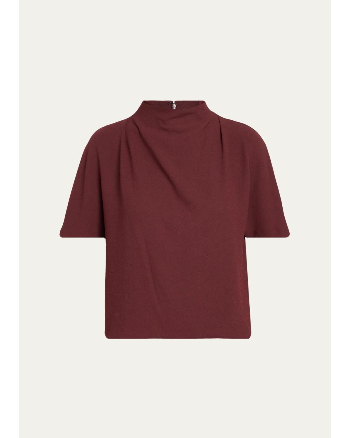 Draped Funnel Neck Top