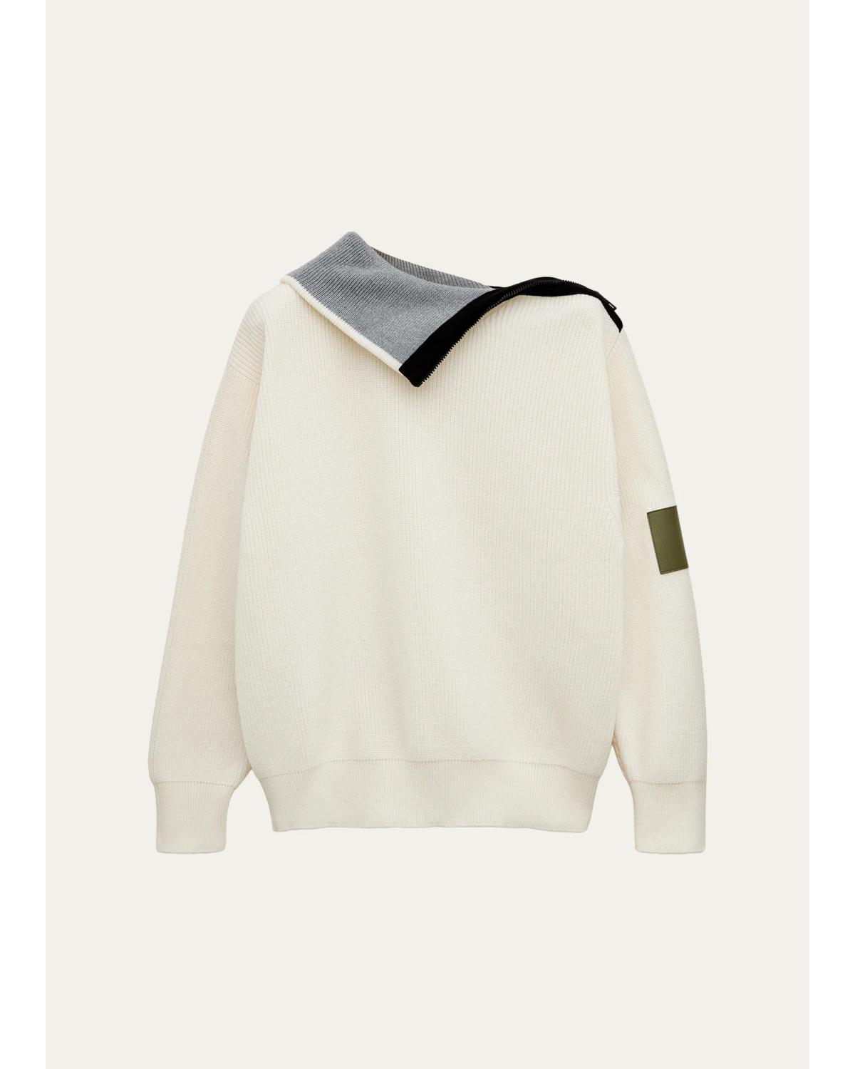 Loewe Cotton Zip-front Sweater In White