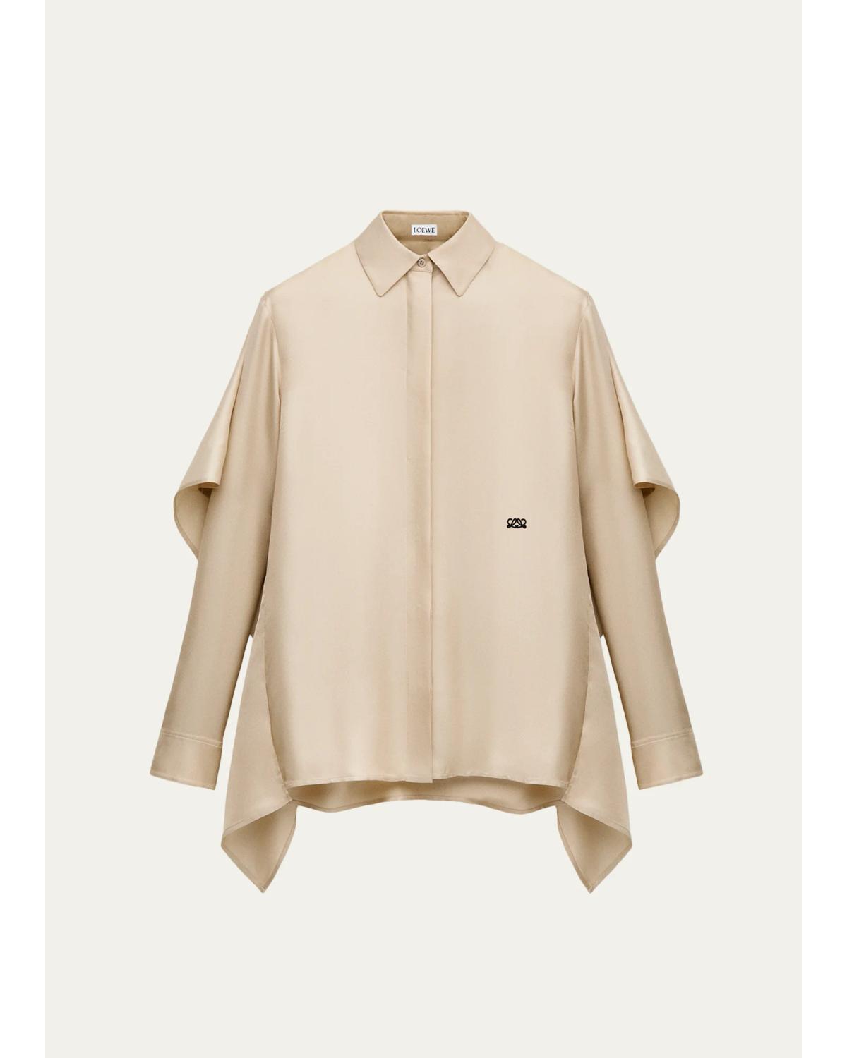 Silk-Blend Cape Shirt