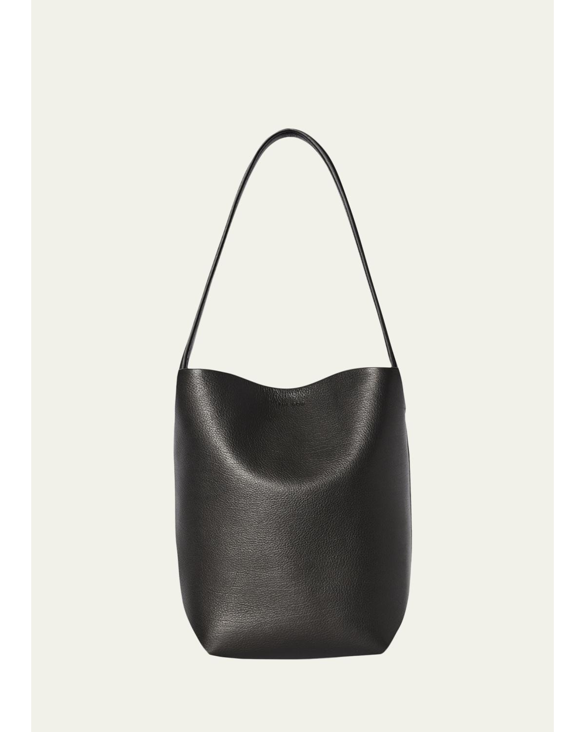 The Row Park Small North-south Tote Bag In Waxed Leather In Walnut Shadow