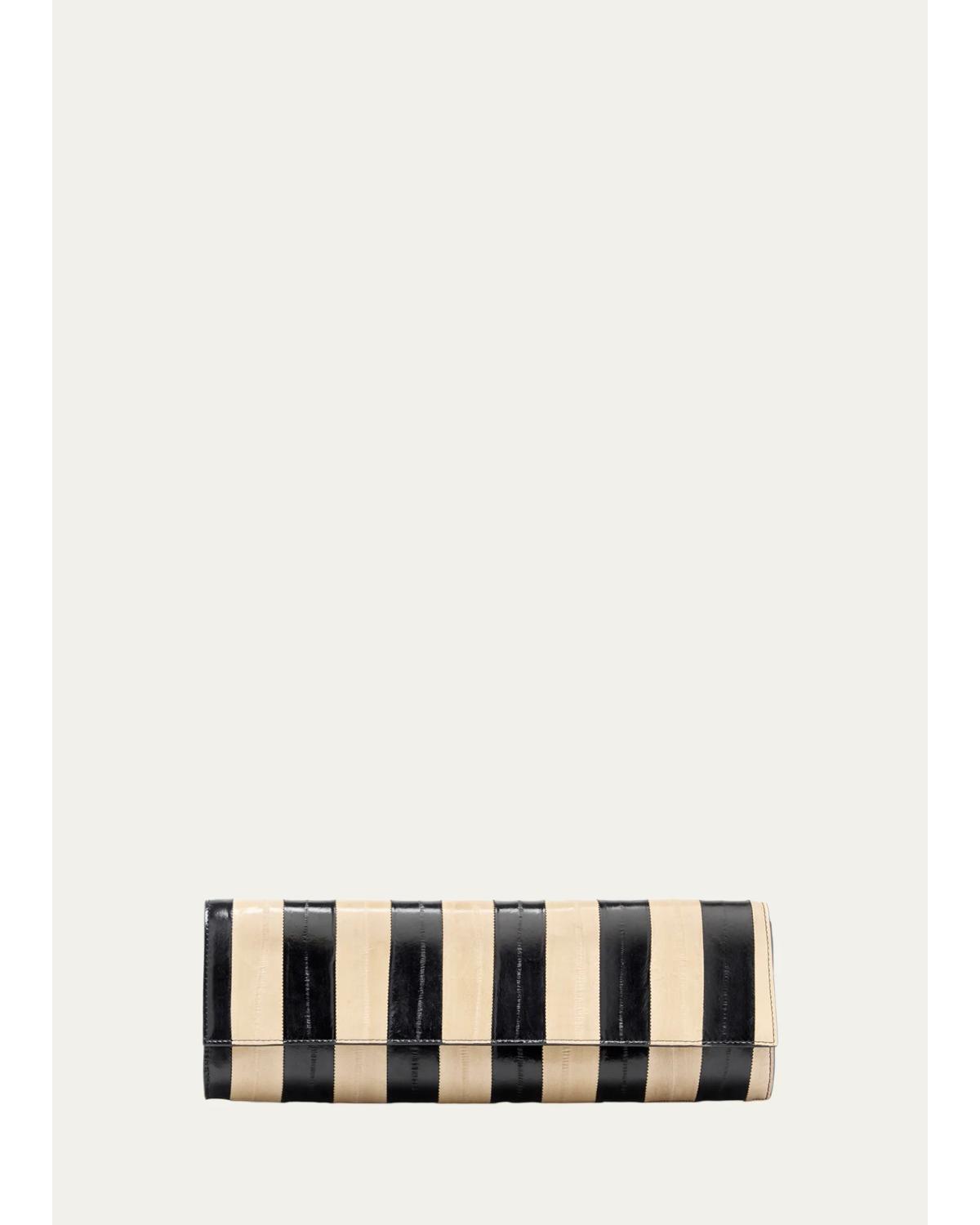 Proenza Schouler Hex Striped Eel Leather Clutch Bag In Black/ivory