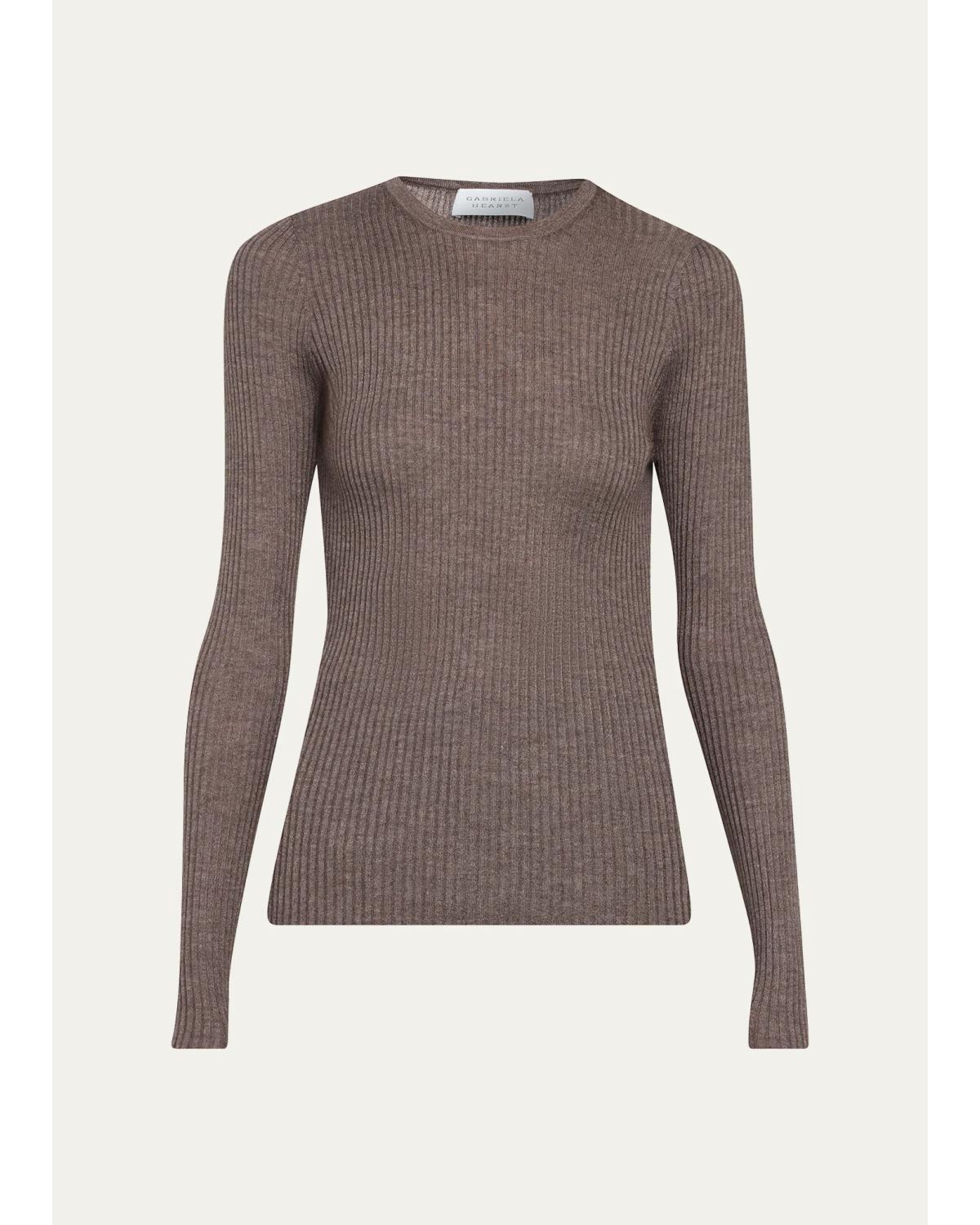Browning Cashmere-Silk Rib Crewneck Sweater