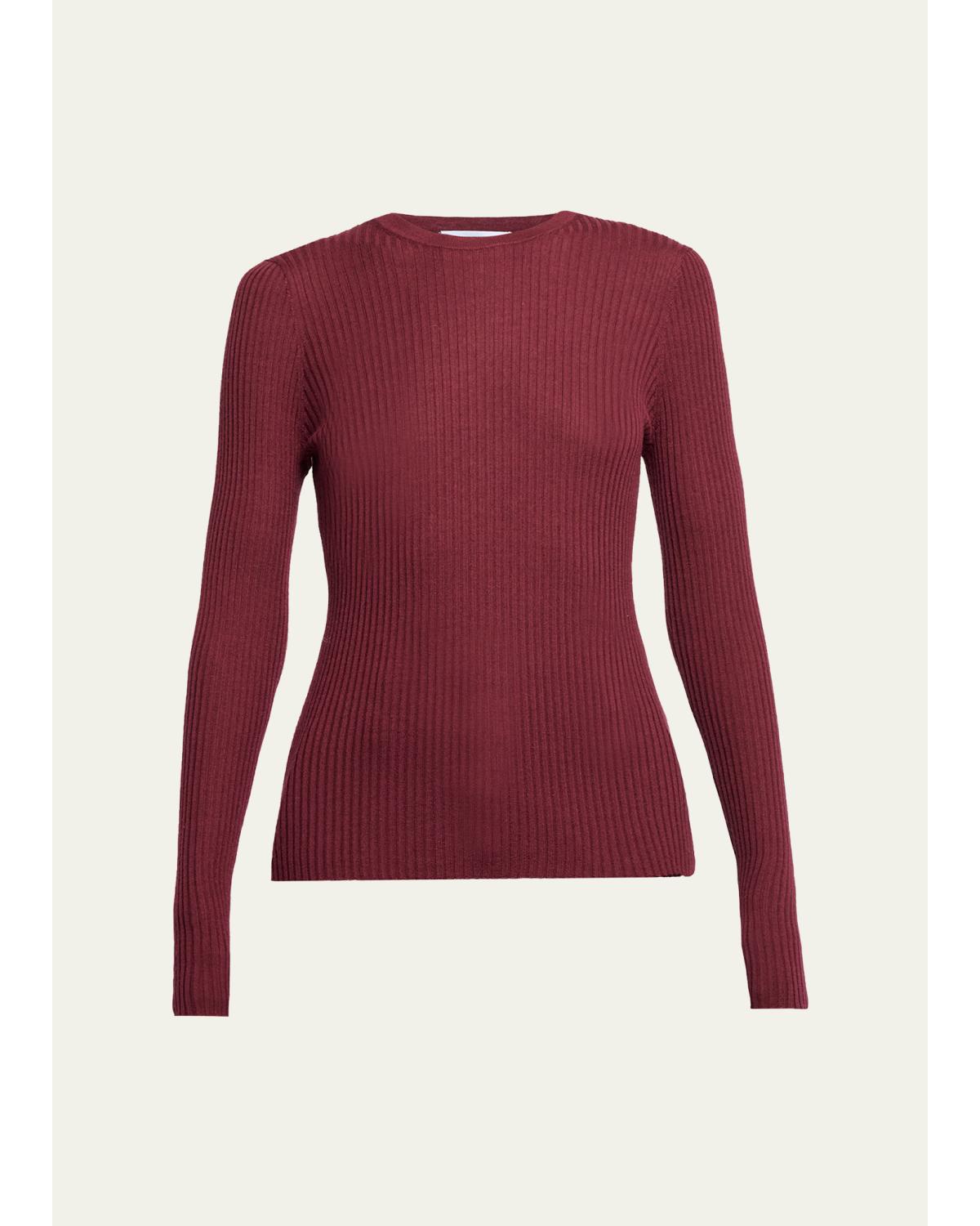Browning Cashmere-Silk Rib Crewneck Sweater