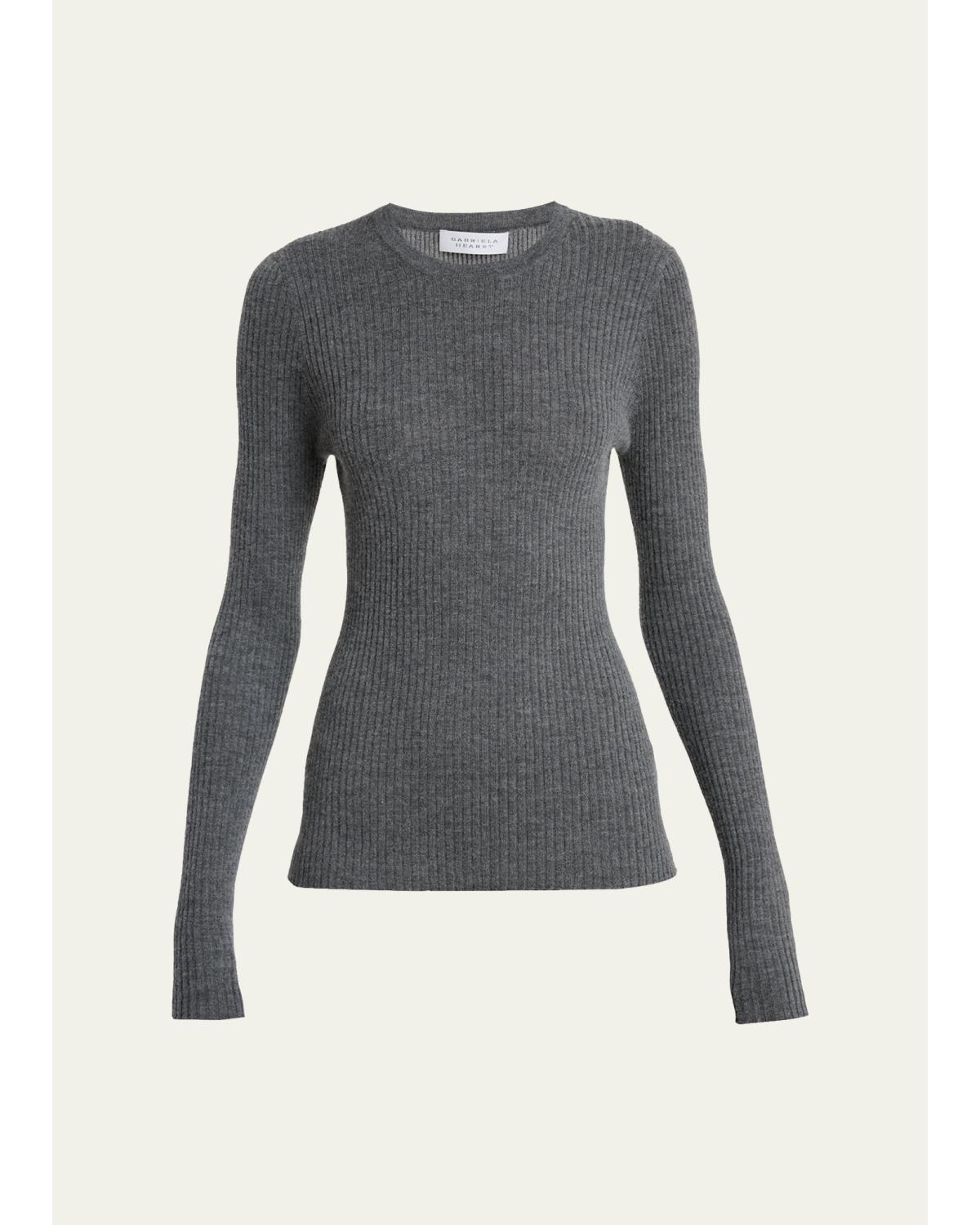Browning Cashmere-Silk Rib Crewneck Sweater