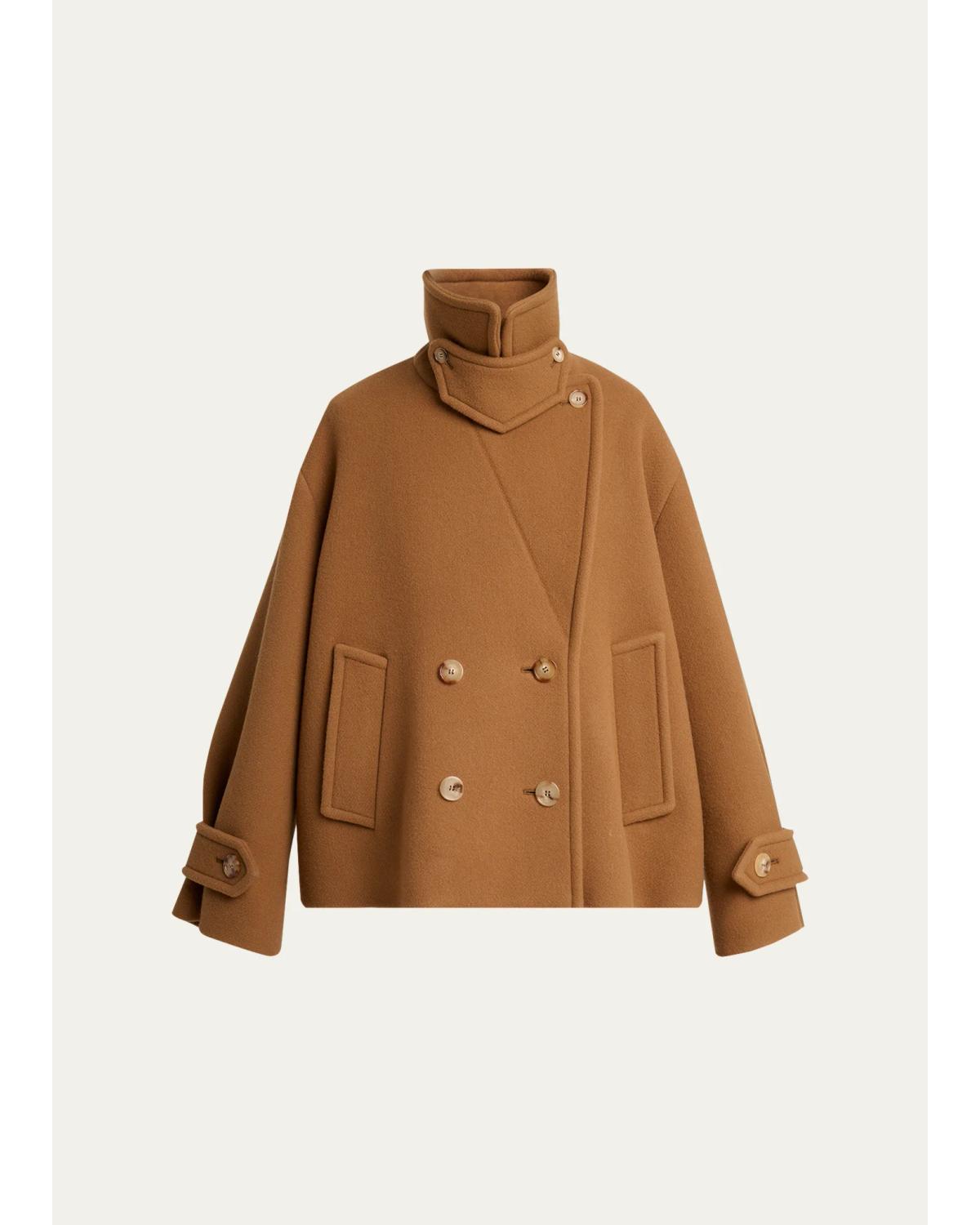 Virgin Wool-Blend Double-Breasted Peacoat