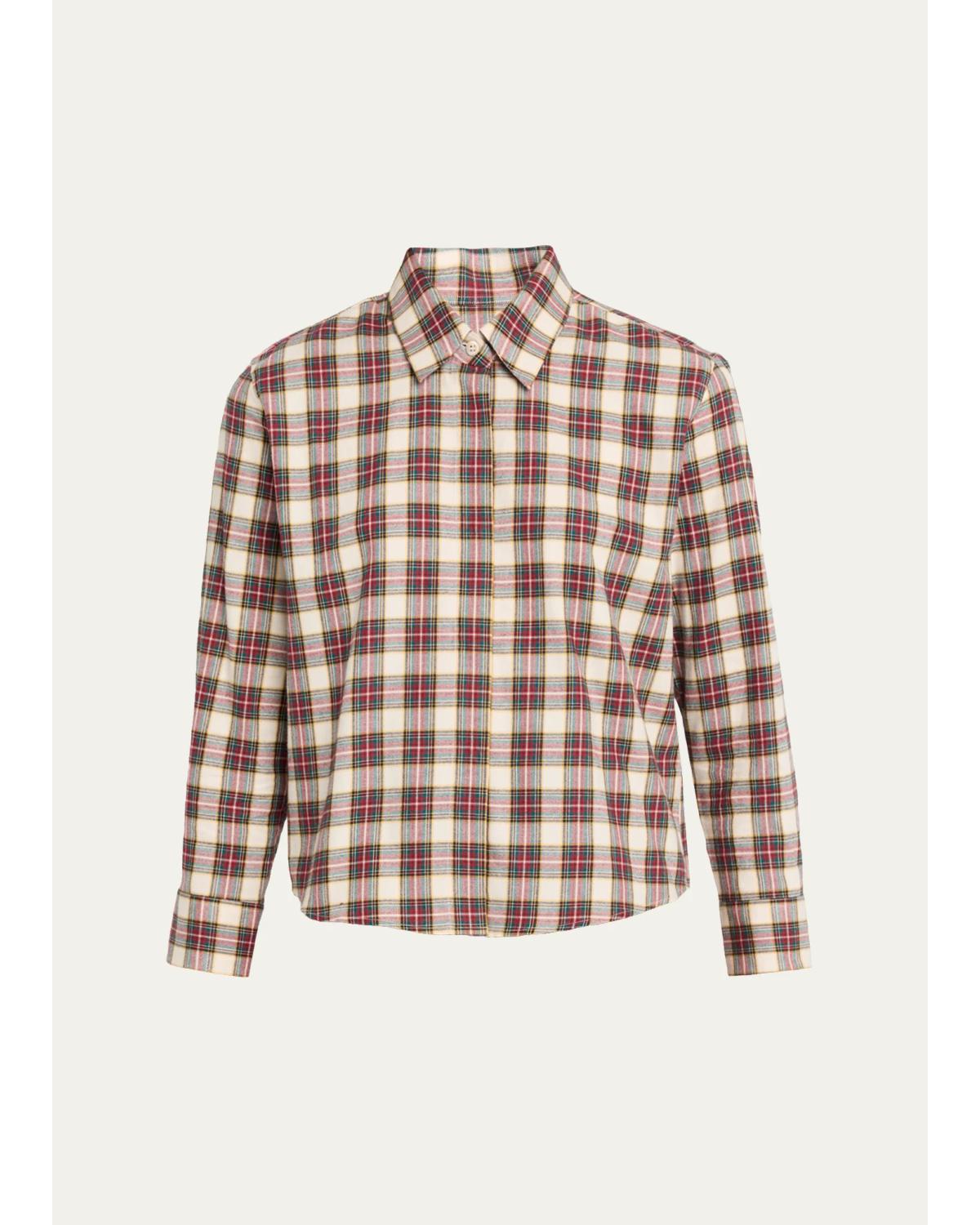 Check Cotton Flannel Button-Down Shirt