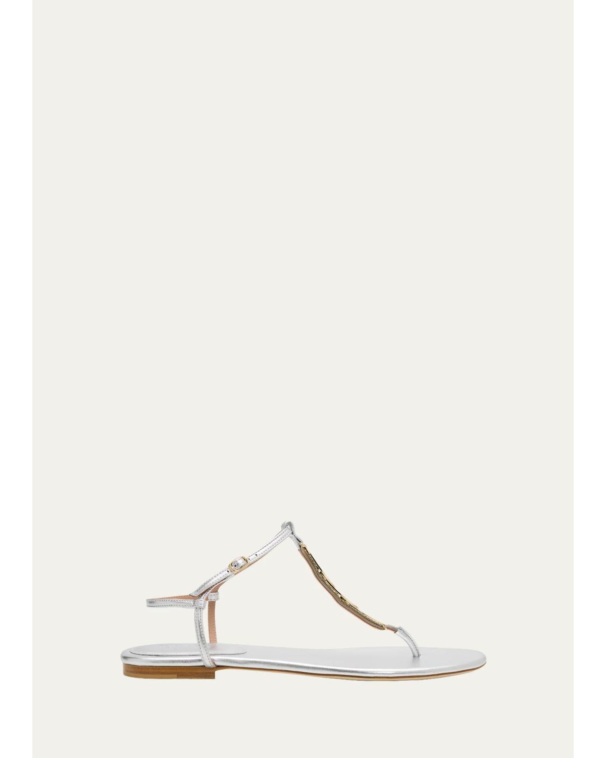 Kali Metallic Leather Thong Sandals