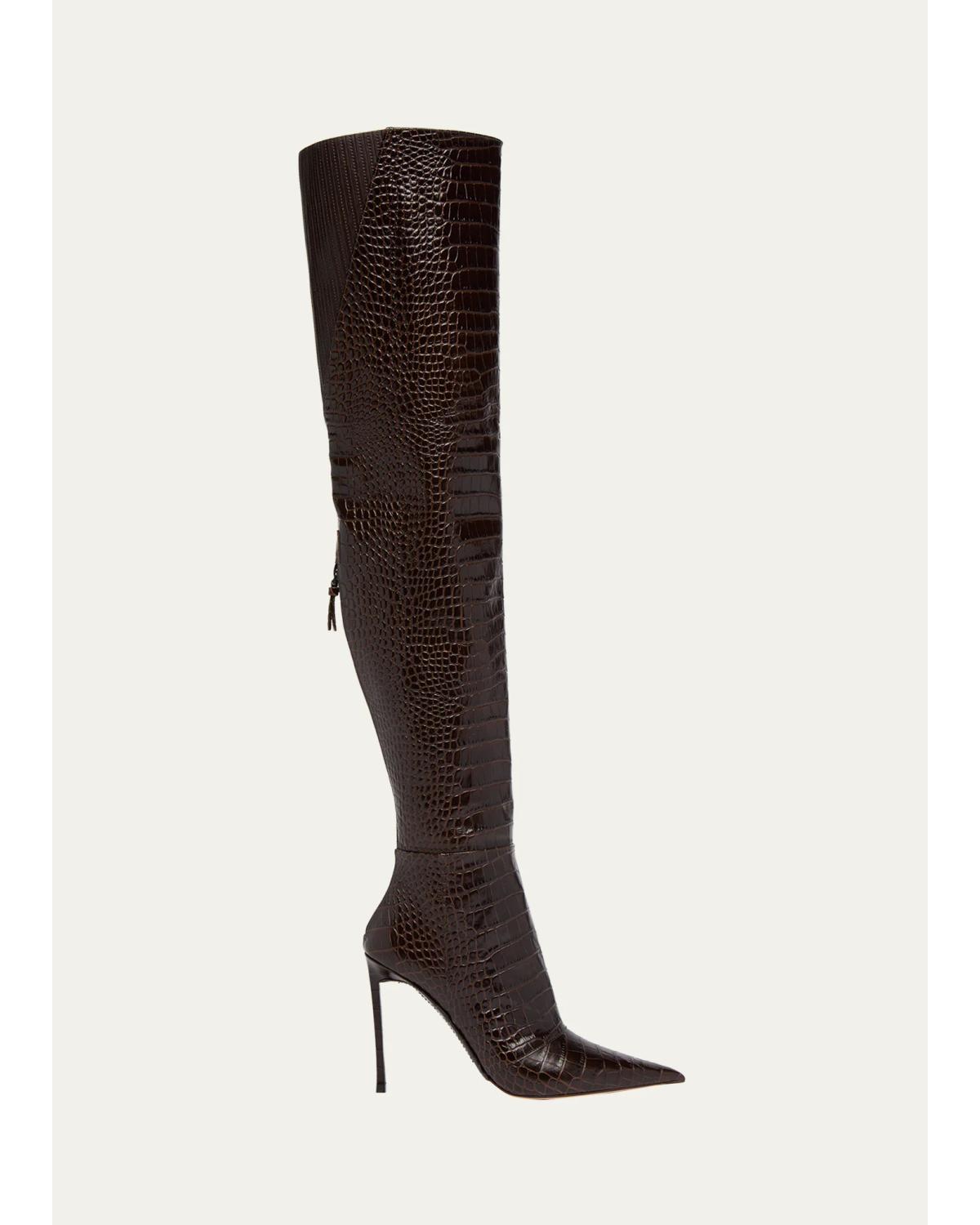 Vertigo 105Mm Croc-Embossed Boots