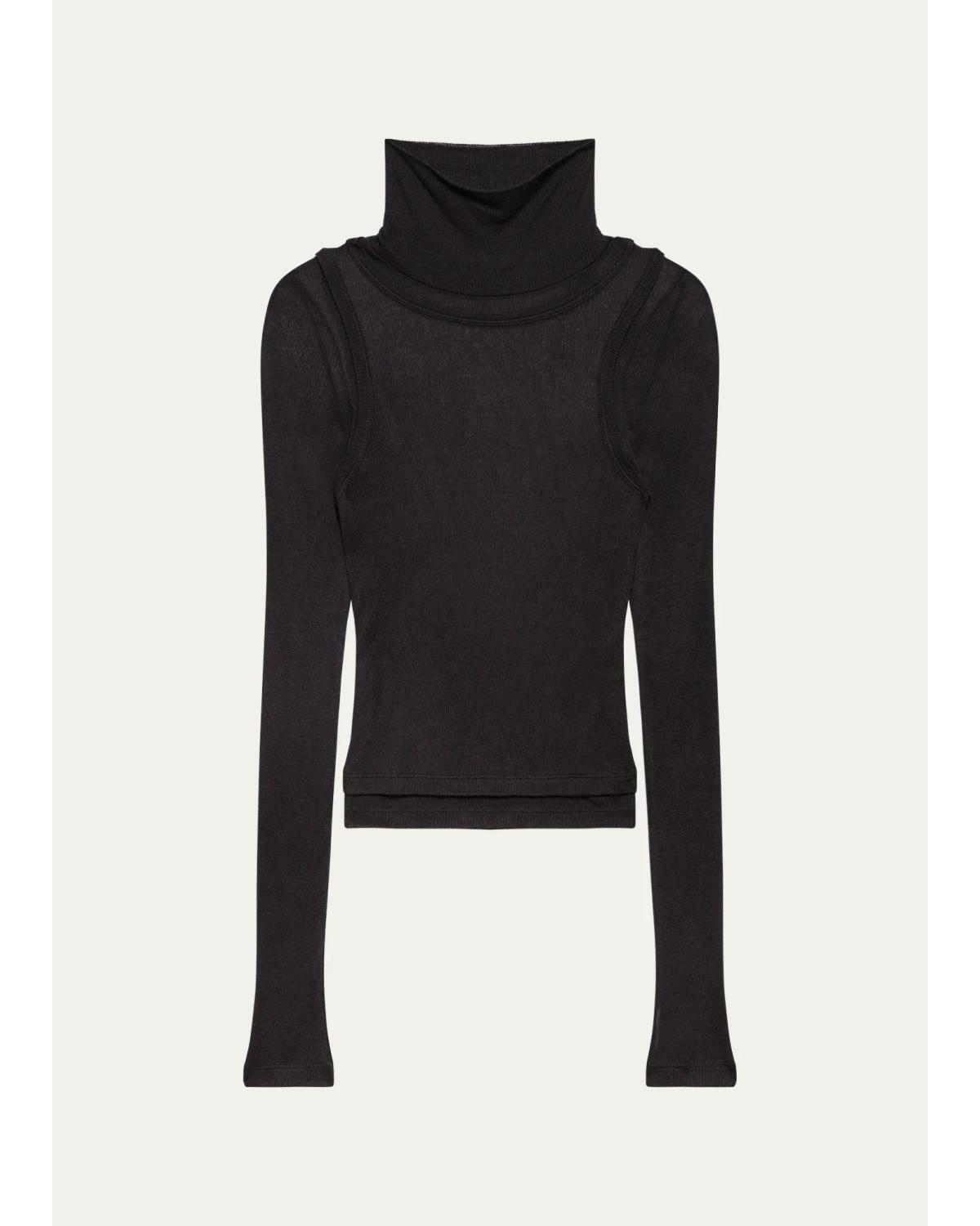 Layered Sheer Turtleneck Top