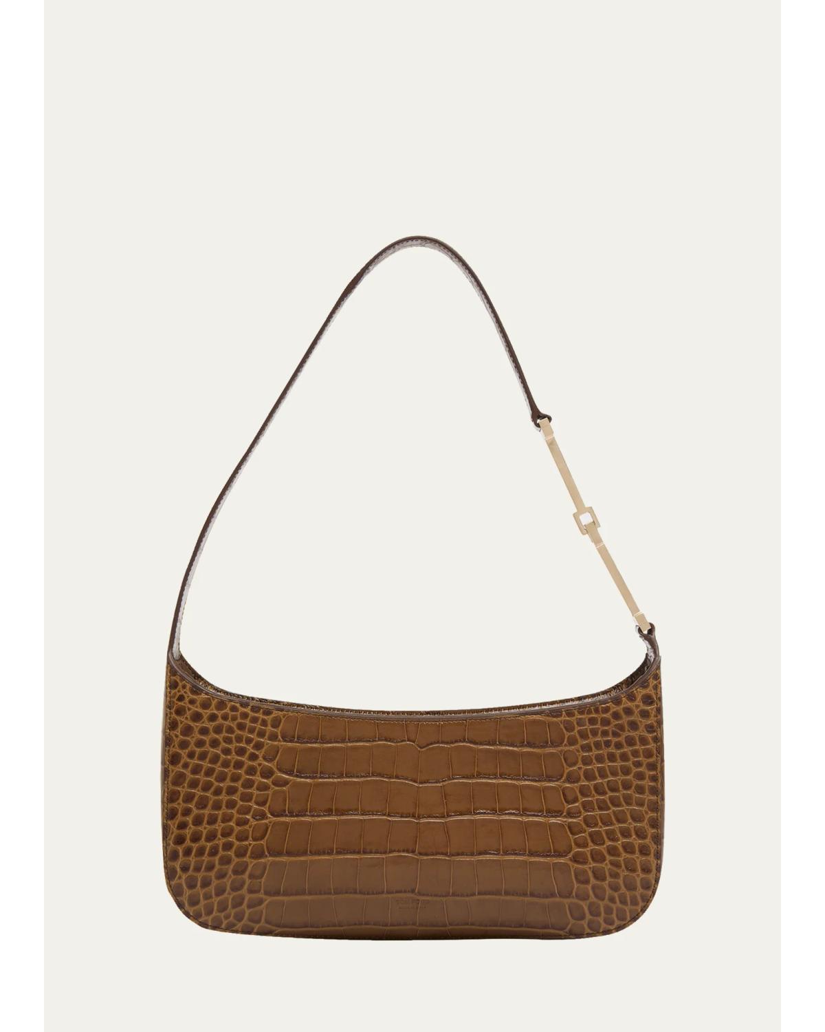 Arc Small Croc-Embossed Leather Shoulder Bag