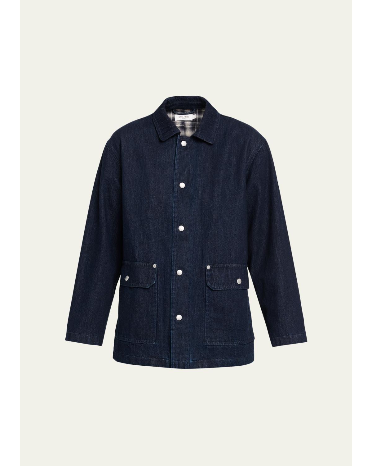 Still Here Denim Barn Jacket In Blue
