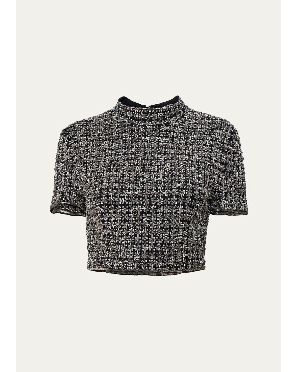 Cropped Mock-Neck Top