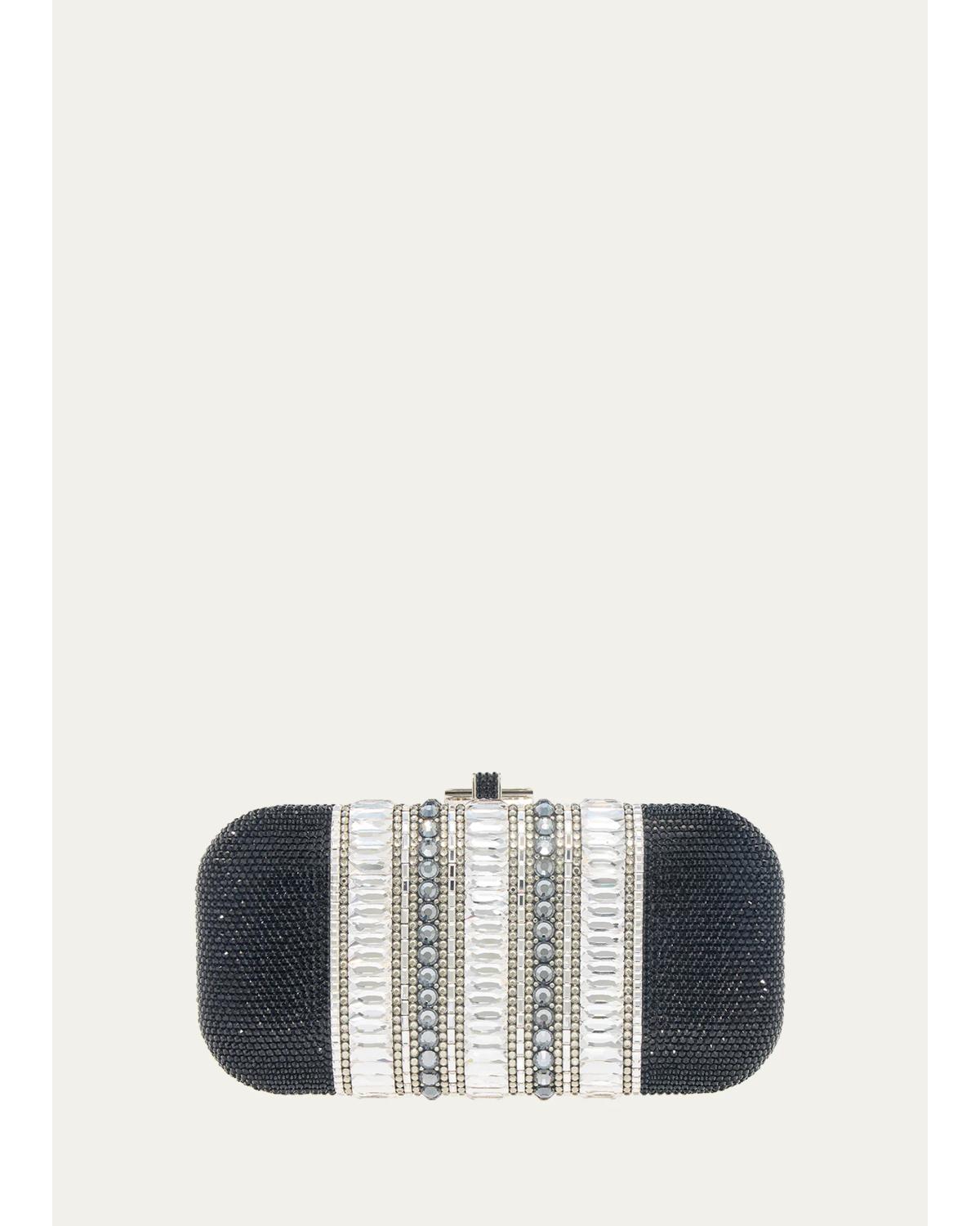 Judith Leiber Long Slide Crystal Clutch Bag In Silver Jet Multi