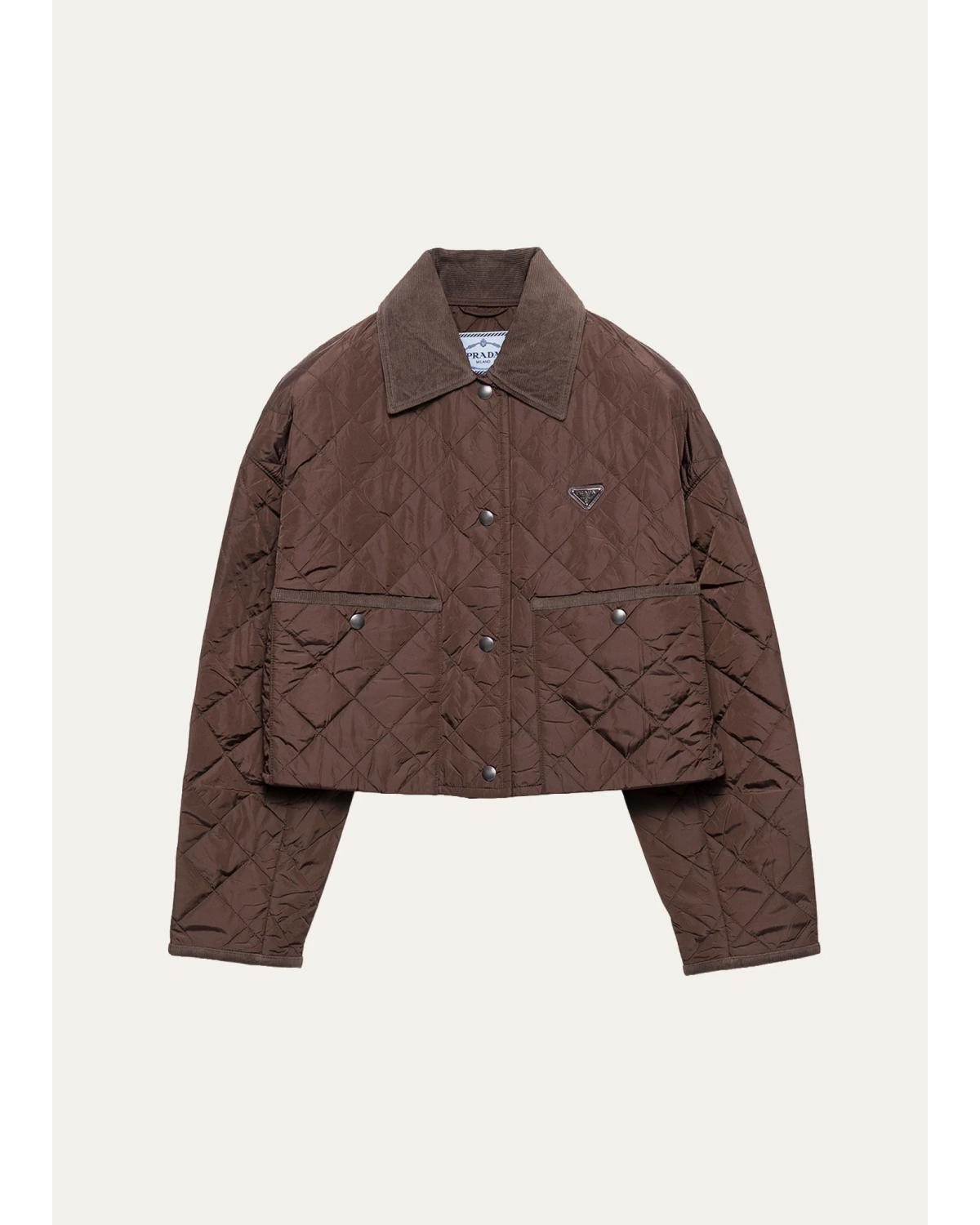 Quilted Corduroy Trim Jacket