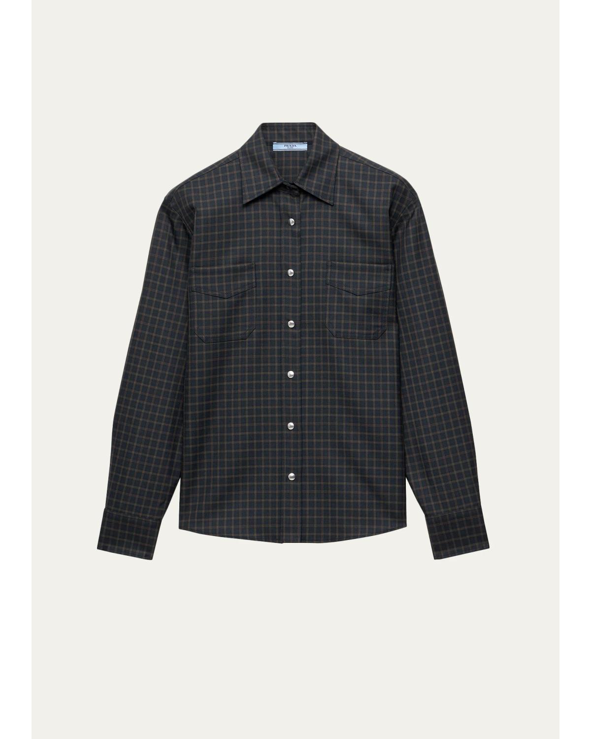 Checked Wool-Blend Shirt