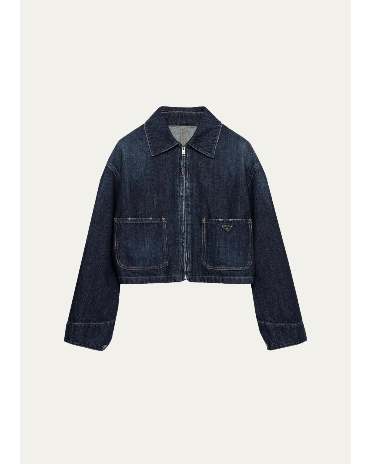 Drop-Shoulder Denim Crop Jacket