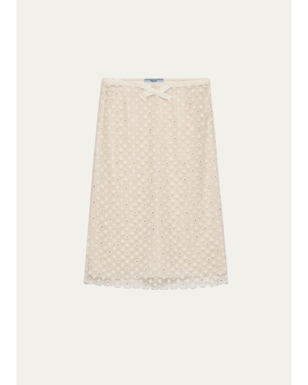 Floral Mesh A-Line Skirt