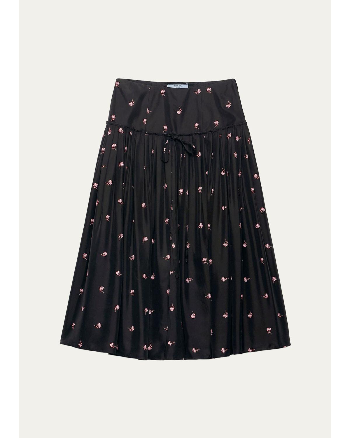 Floral Silk-Blend A-Line Midi