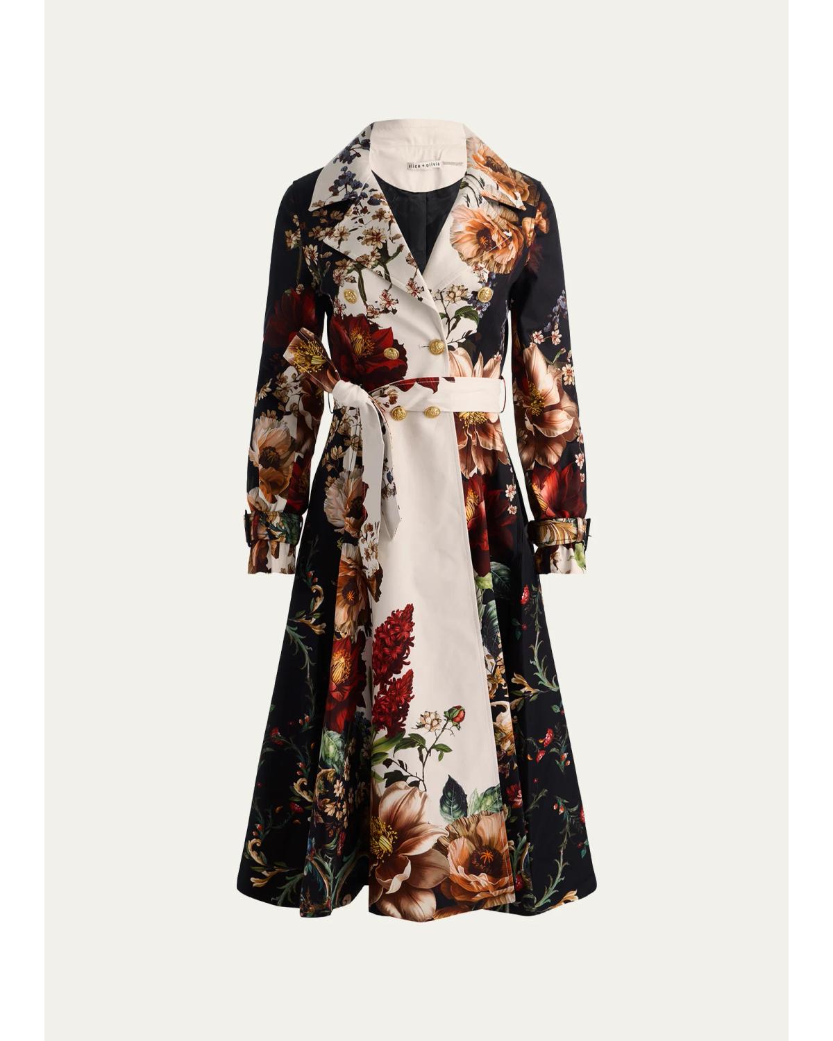 Ellie Belted Godet Trench Coat