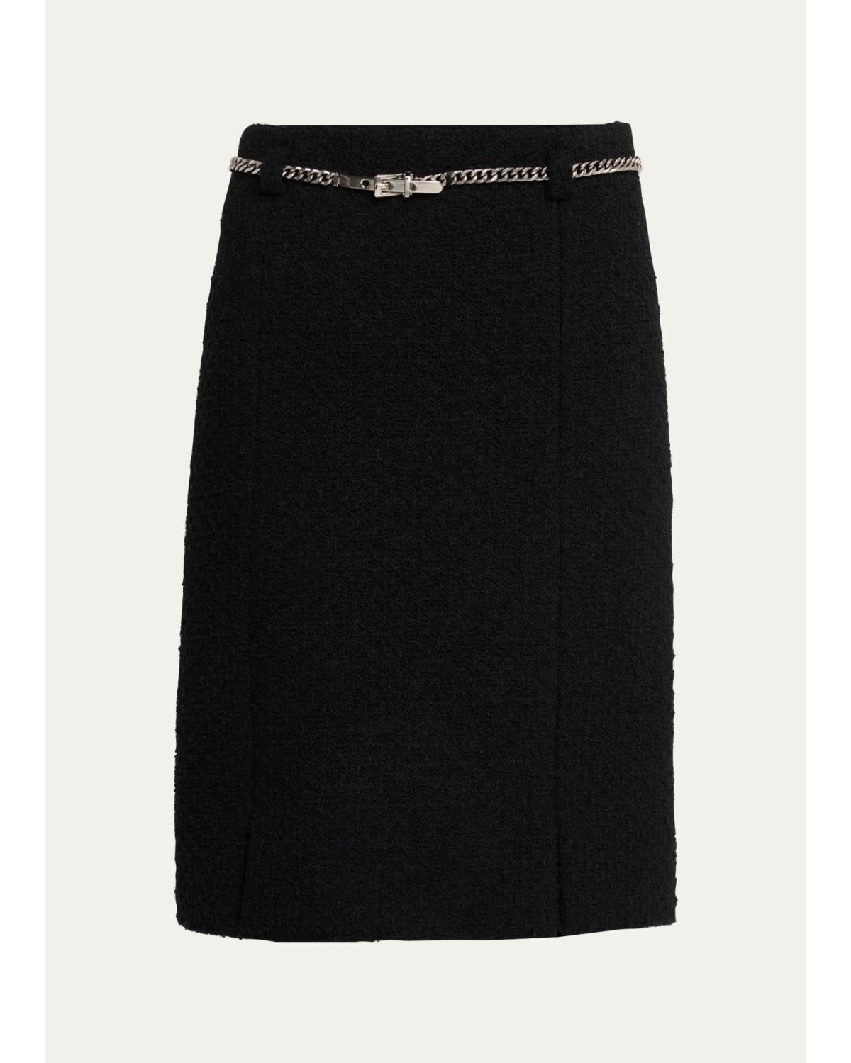 Tweed Virgin Wool-Blend Knee-Length Skirt