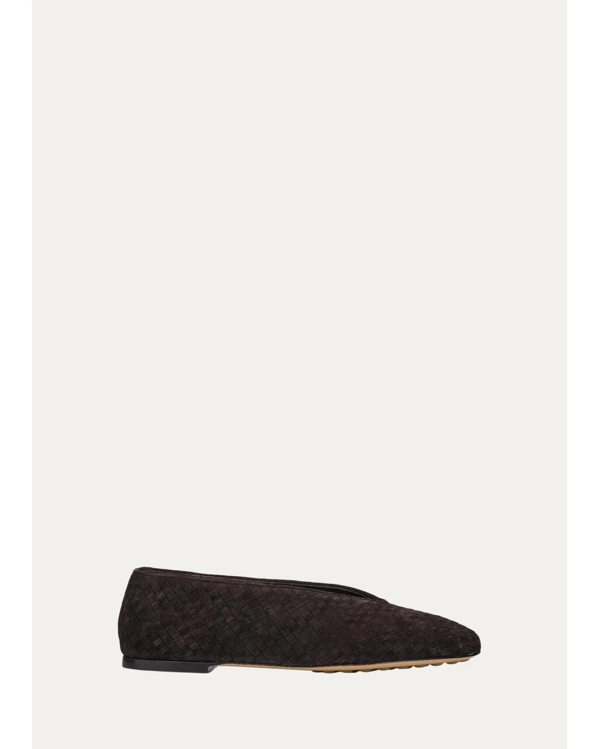 Rosa Intrecciato Suede Ballerina Flats