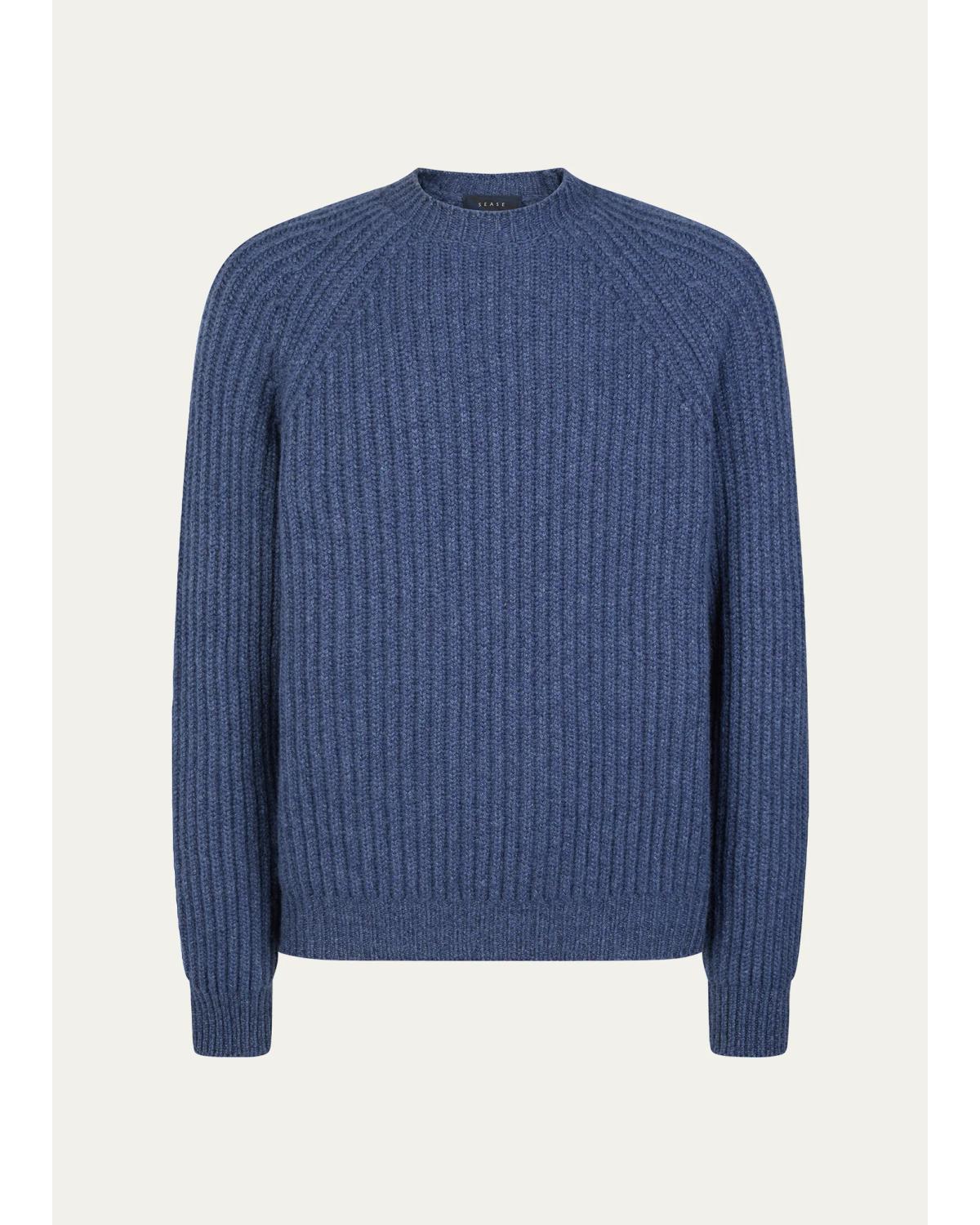 Men'S Cashmere Rib Raglan Crewneck Sweater