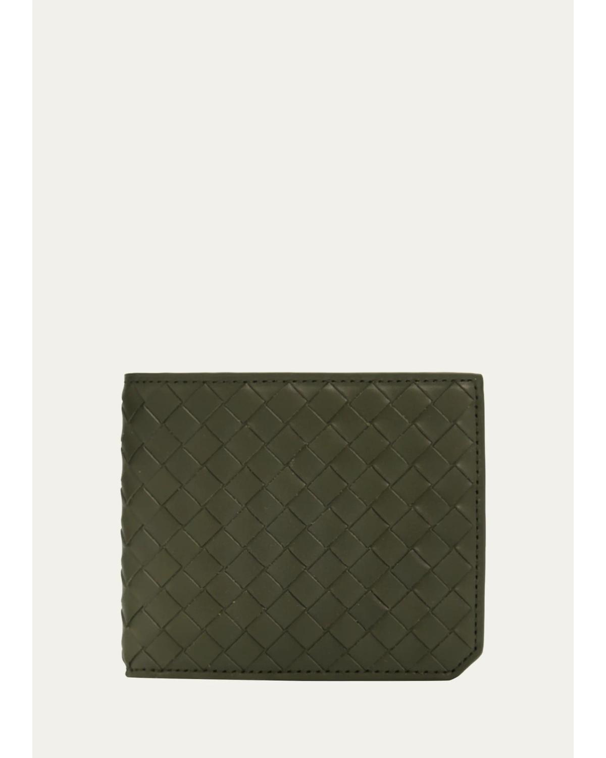 Bottega Veneta Men's Intrecciato Leather Bifold Wallet In Green