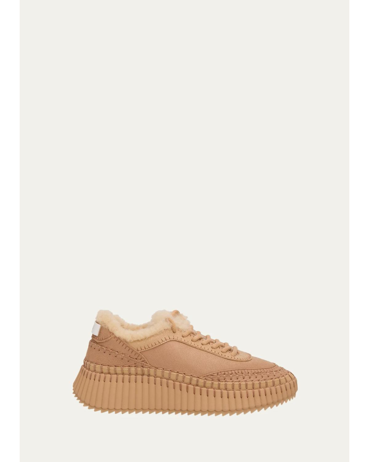 Nama Shearling-Lined Suede Platform Sneakers