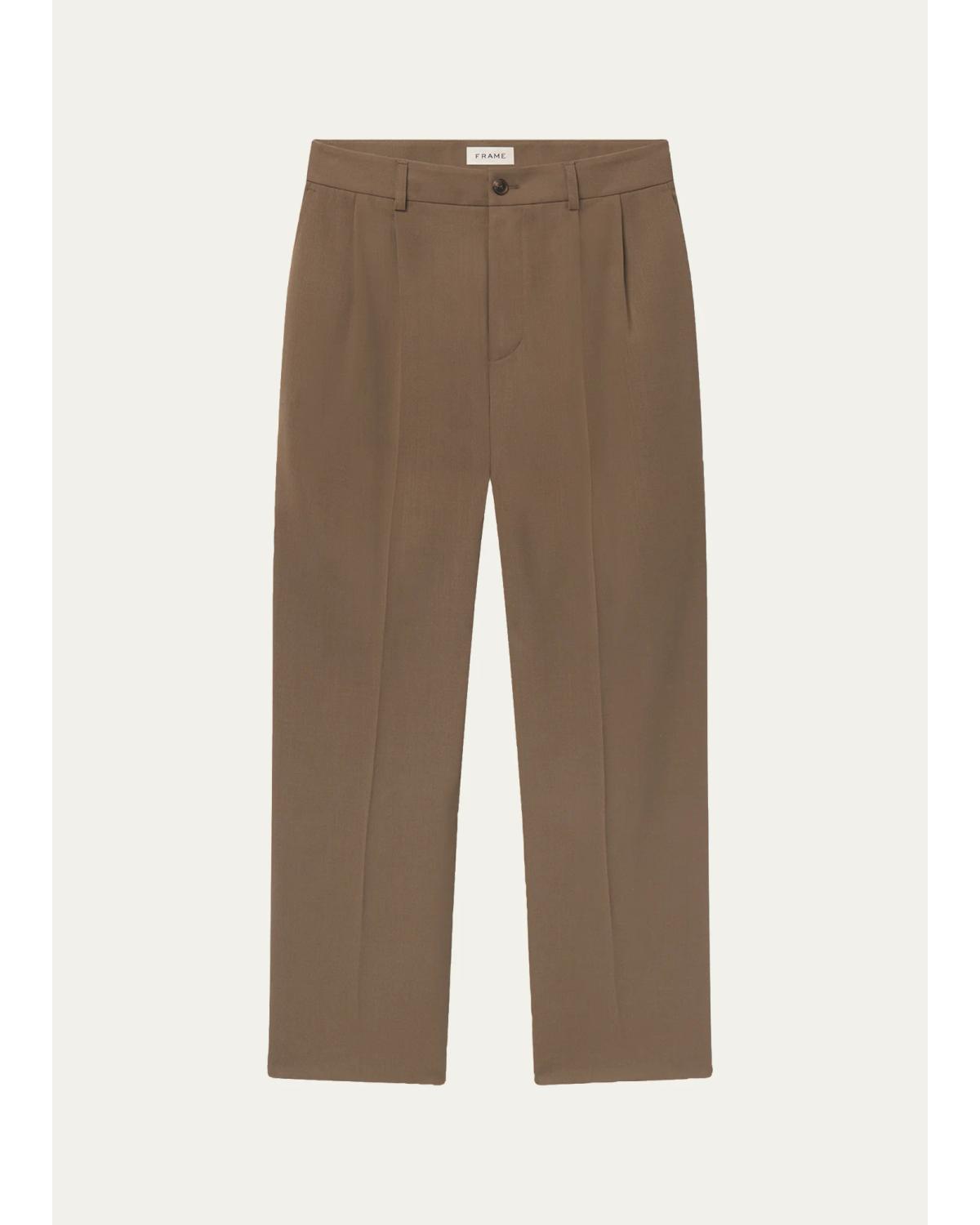 Men'S Straight Leg Double-Pleated Pants