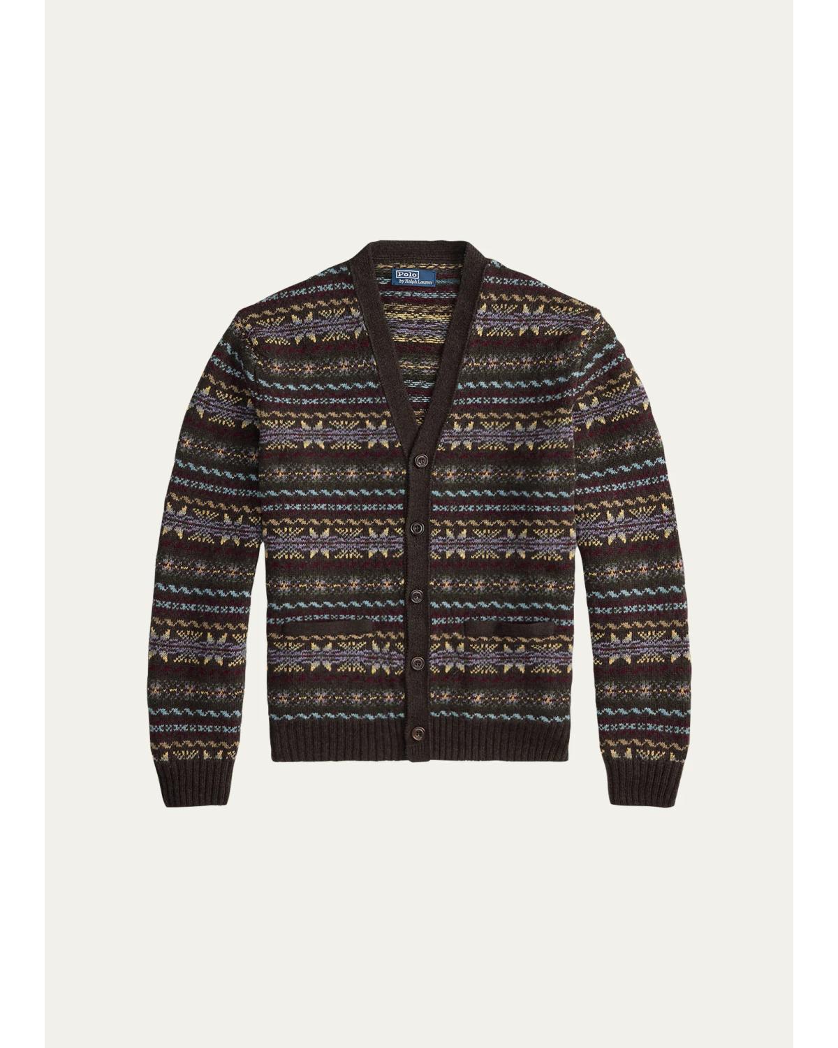 Men's Fair Isle-Style Wool Cardigan
